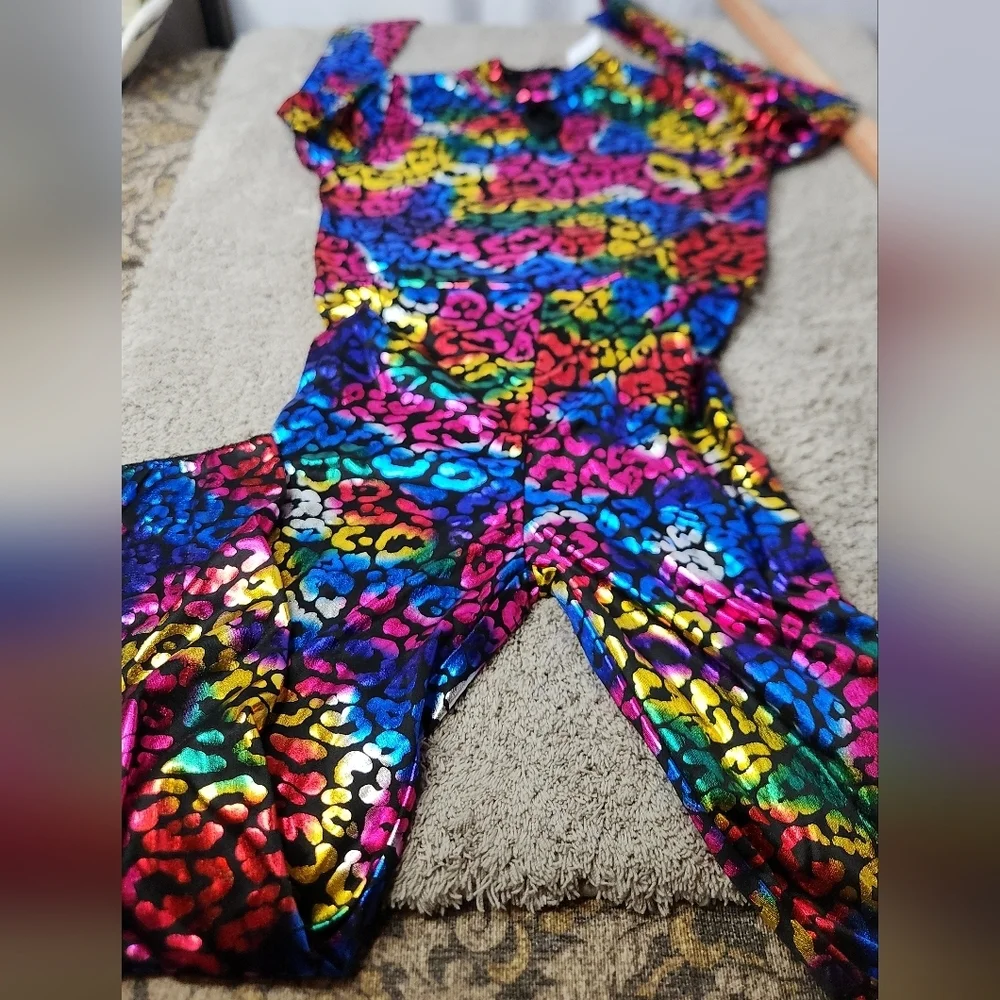 Child's Cat Rainbow Foil Jumpsuit Costume Small